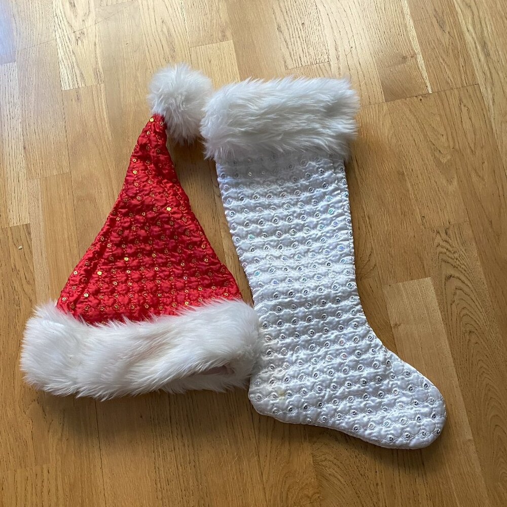 Christmas Stocking and Santa Hat